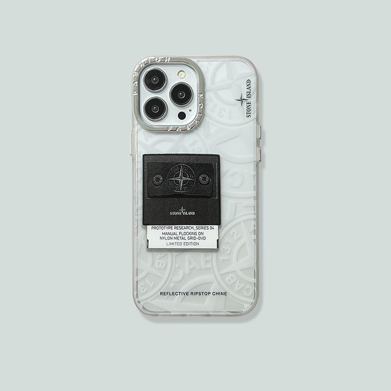 Чехол для iPhone 14 Pro Stone Island с патч-нашивкой Стоников Белый