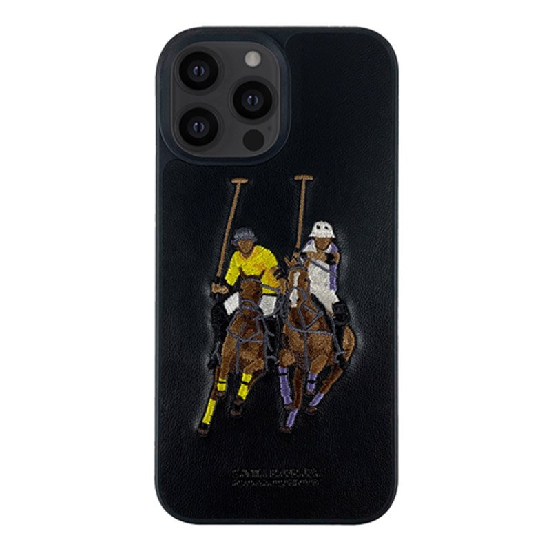 Черный кожаный чехол Santa Barbara Polo Jockey для iPhone 13 Pro