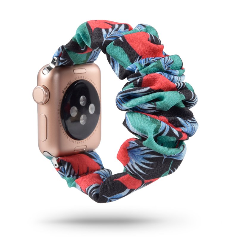 Ремешок "Листва" разноцветный для Apple Watch 42-45 мм (Series 6/5/4/3/2) + резинка для волос