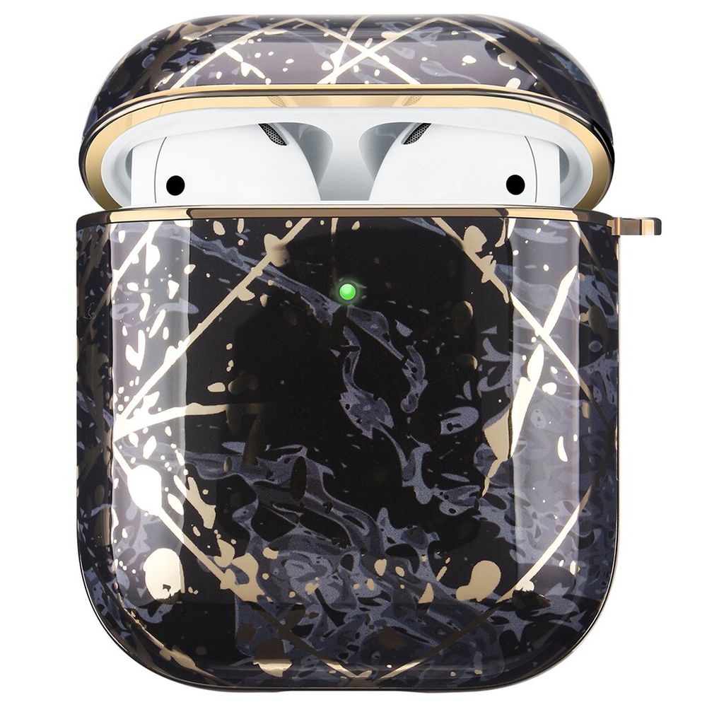 Дизайнерский мраморный чехол темно-серого цвета для Apple AirPods 1/2