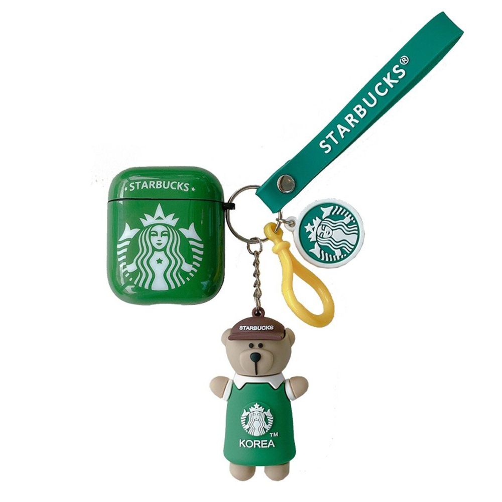 Чохол для Apple Airpods Pro Starbucks з ведмедиком Зелений
