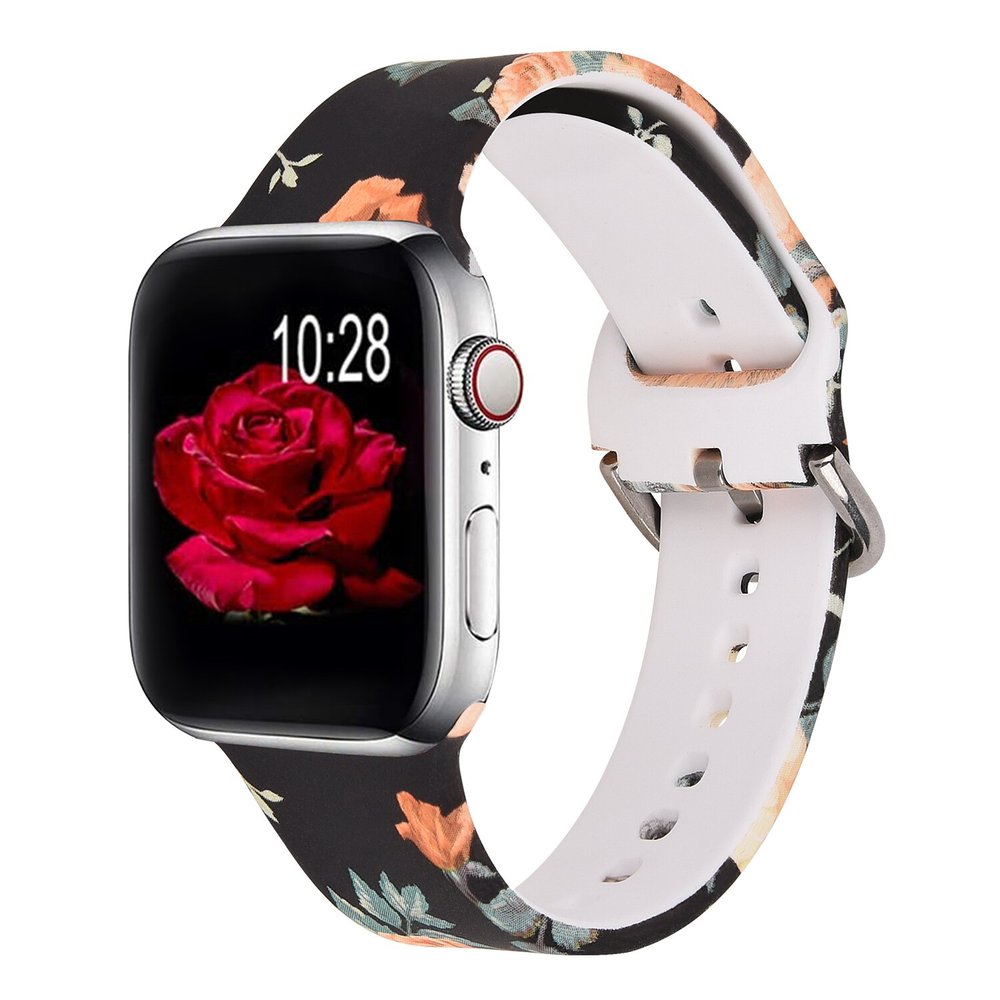 Женский силиконовый ремешок "Пионы" для Apple Watch 42-45 мм (Series 6/5/4/3/2)