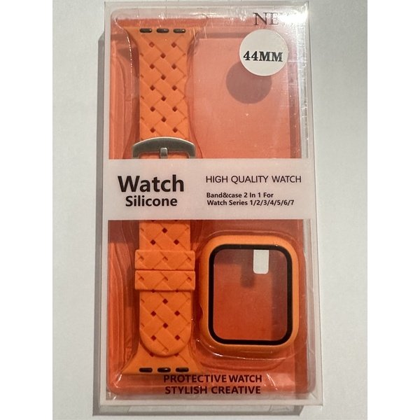 Ремінець + чохол для Apple Watch 44 мм Плетіння Silicone Orange