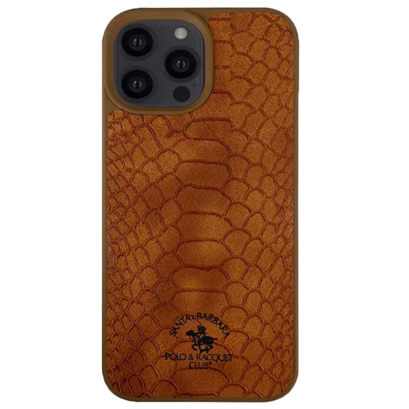 Кожаный чехол для iPhone 14 Santa Barbara Polo Knight Crocodile Leather Коричневый