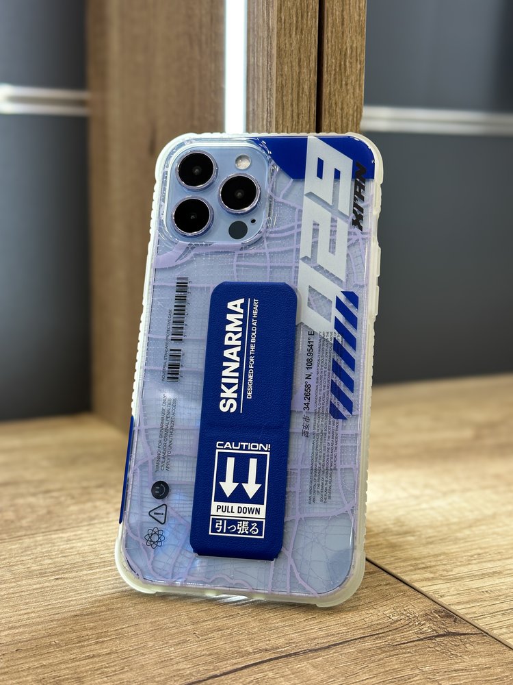 Чехол Skinarma Ryoiki для iPhone 13 Pro Max Clear + Blue с магнитной подставкой