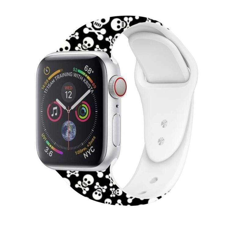 Силіконовий чорно-білий ремінець "Черепа" для Apple Watch 38-41 мм (Series 6/5/4/3/2)