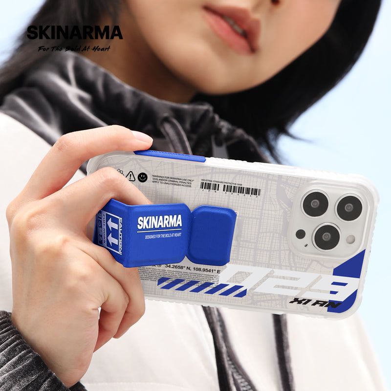 Чохол Skinarma Ryoiki для iPhone 13 Pro Max Clear + Blue з магнітною підставкою