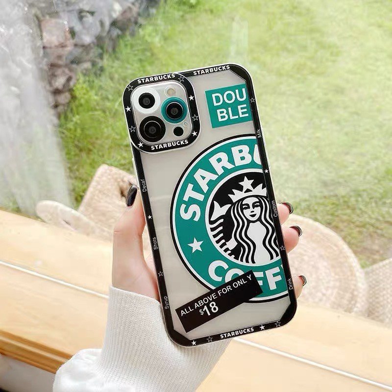 Чехол для iPhone 12 Starbucks с защитой камеры Прозрачно-черный