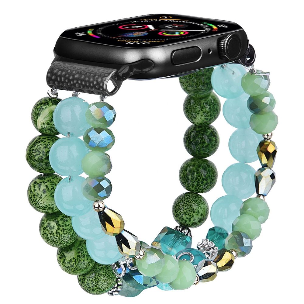 Ремінець із зелено-блакитних намистин "Ранкова роса" для Apple Watch 38-41 мм (Series 6/5/4/3/2)