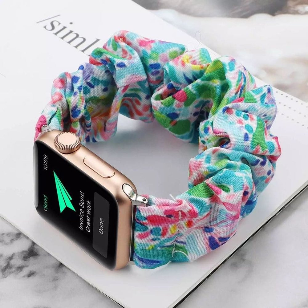 Ремешок "Лето" разноцветный для Apple Watch 42-44 мм (Series 6/5/4/3/2) + резинка для волос