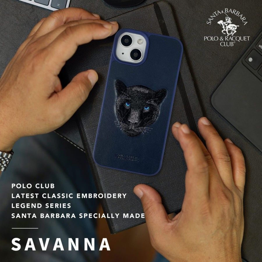 Чохол для iPhone 13 Pro Santa Barbara Polo з вишивкою "Пантера" Синій