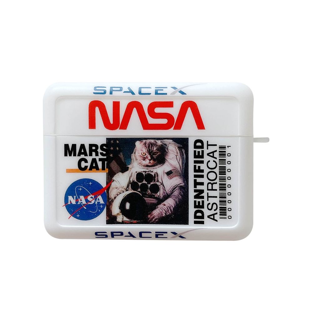 Белый чехол NASA "Марсианский кот" для Apple Airpods Pro