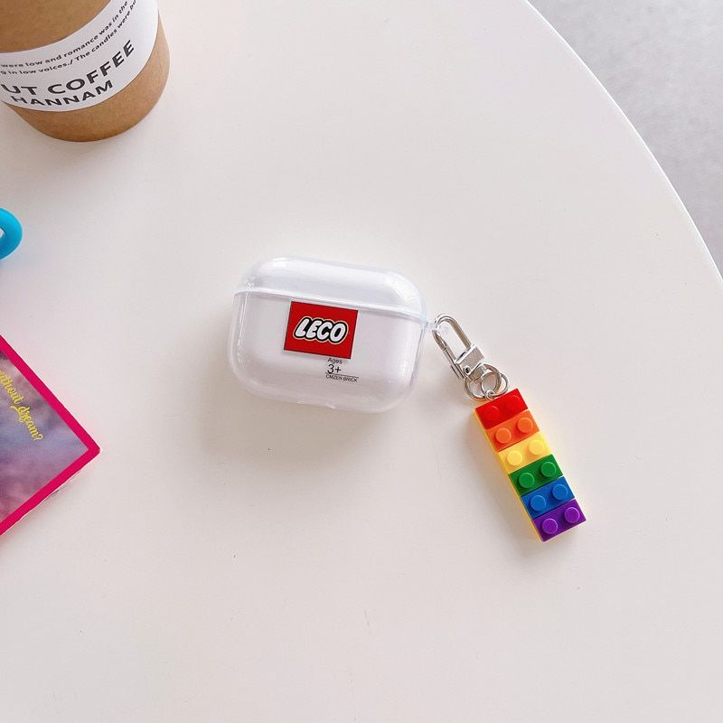 Чохол для Apple Airpods Pro Lego з брелком Білий