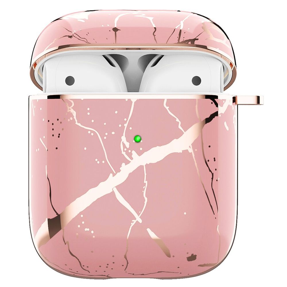Дизайнерський мармуровий чохол для Apple AirPods 1/2 Рожевий
