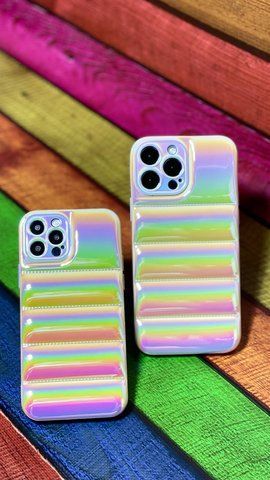 Чохол-пуховик Puffer для iPhone XS Max голографічний Білий