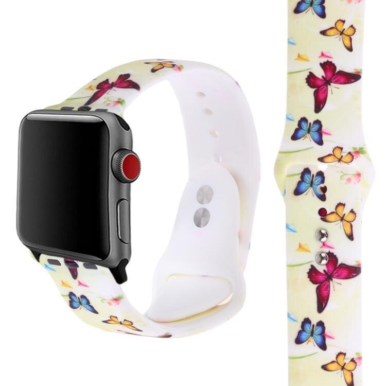Силіконовий білий ремінець "Метелики" для Apple Watch 38-41 мм (Series 6/5/4/3/2)