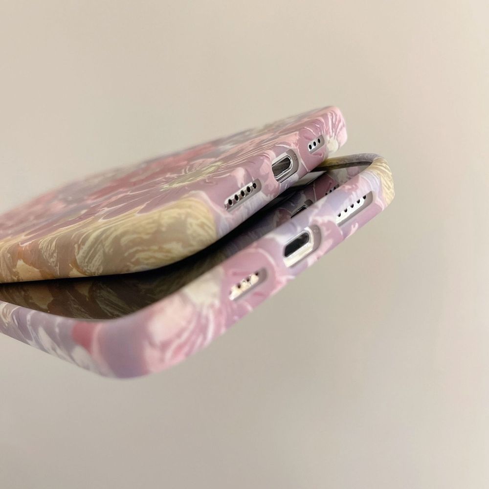 Чехол для iPhone X/XS в виде картины маслом "Розовый цветок"