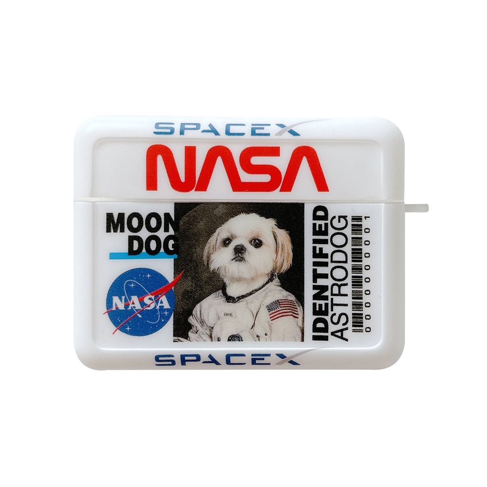 Чохол для Apple Airpods Pro NASA Місячний пес Білий