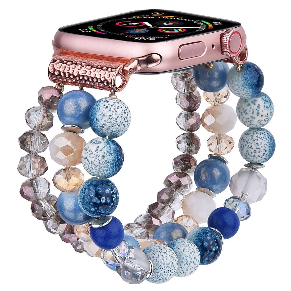Ремешок из коричнево-синих перлов "Рассвет" для Apple Watch 38-41 мм (Series 6/5/4/3/2)