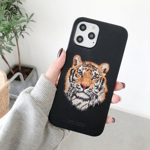 Чохол для iPhone 13 Santa Barbara Polo Savanna з вишивкою "Тигр" Чорний