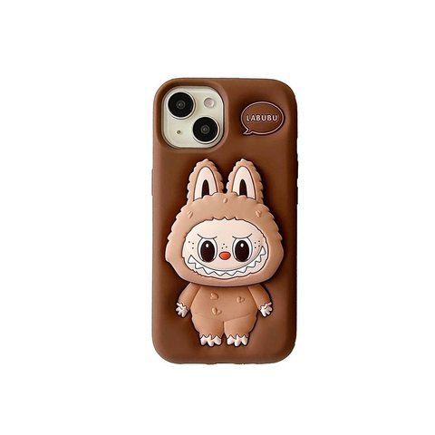 Чехол 3D Labubu с подставкой для iPhone 15 Pro Brown