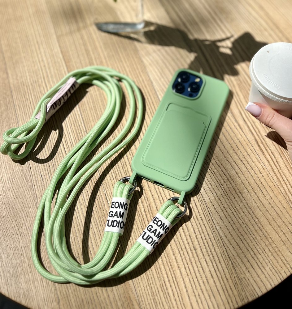 Чохол для iPhone 12 Pro Max з ременем для плеча зі слотом для карток Зелений